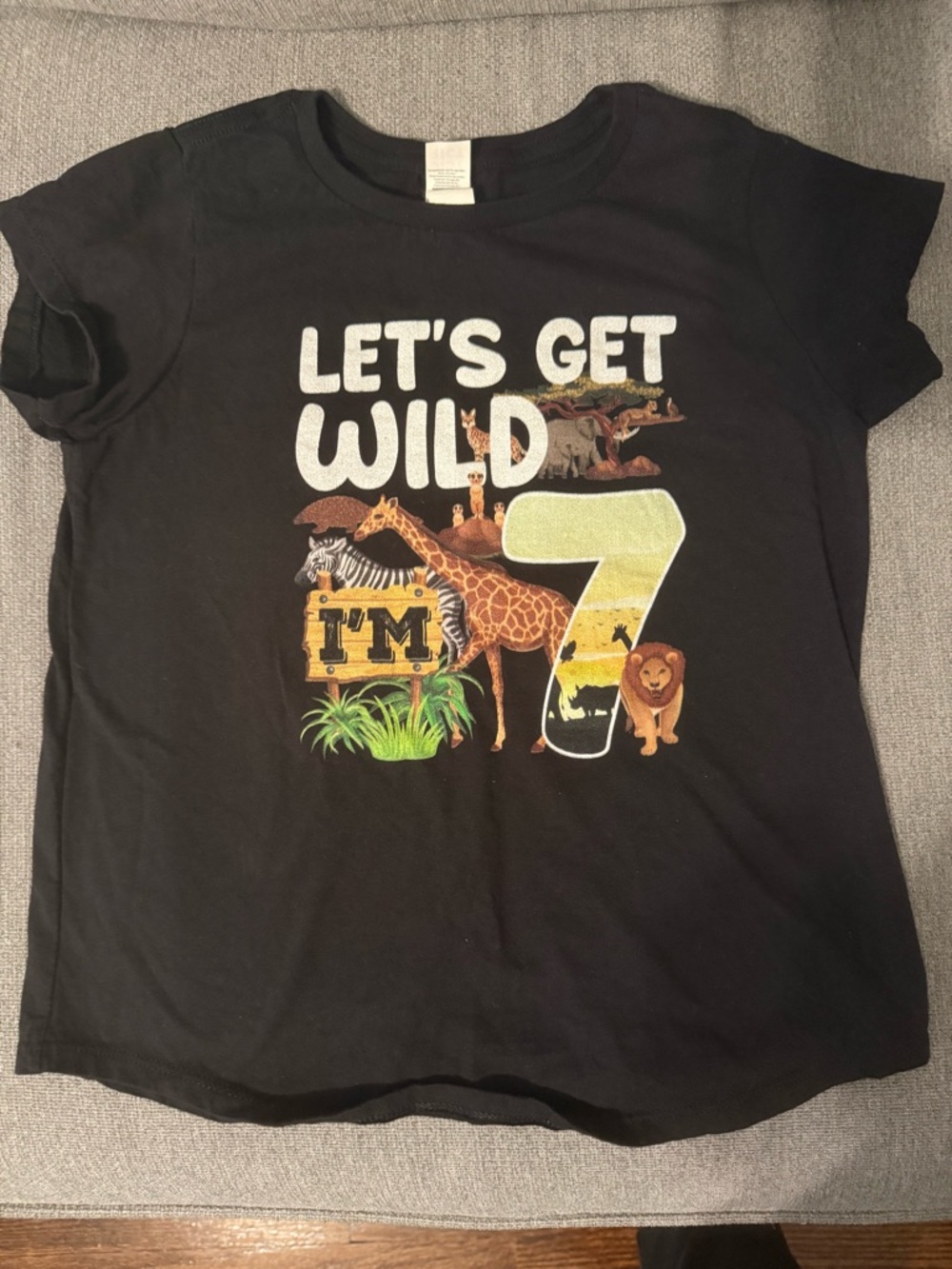 Let's Get Wild 7 Graphic Kids T-Shirt - Black